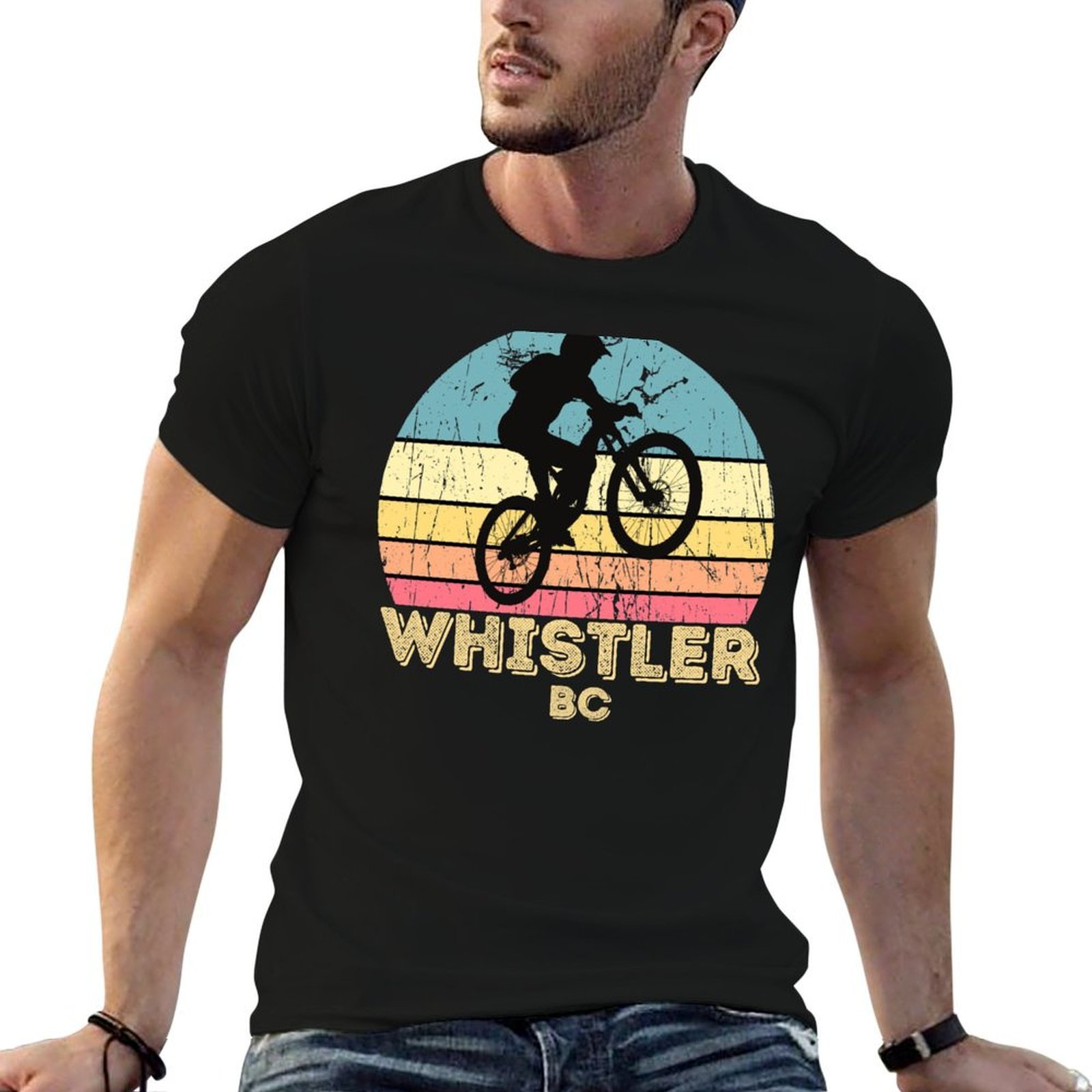 Mountain Biking Whistler - Camiseta casual com estampa gráfica para