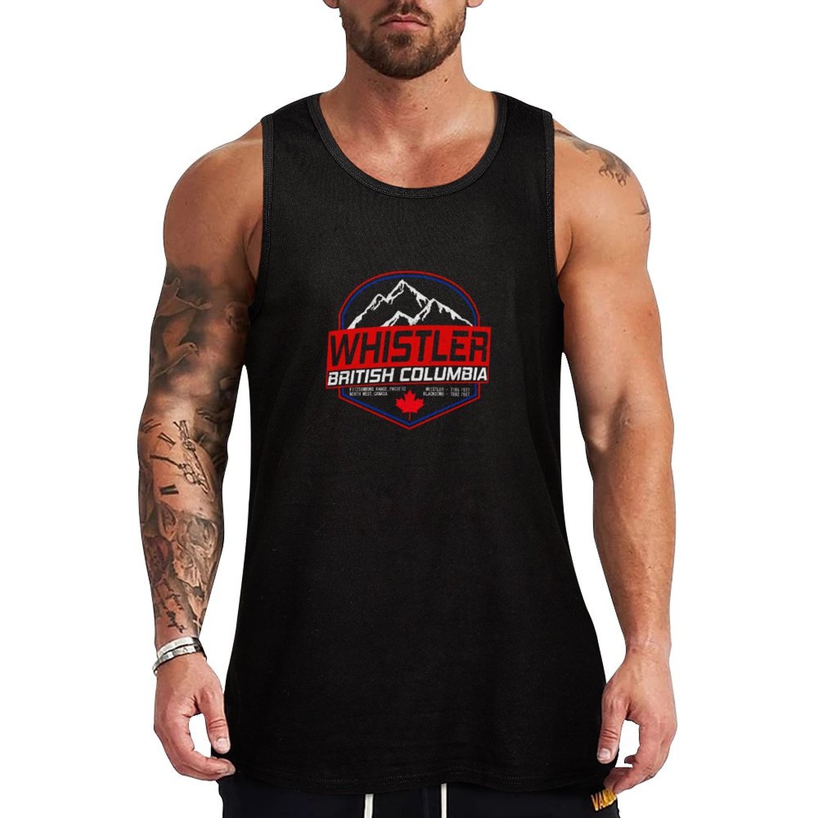 Mountain Biking Whistler - Camiseta regata retrô para esqui Whistler
